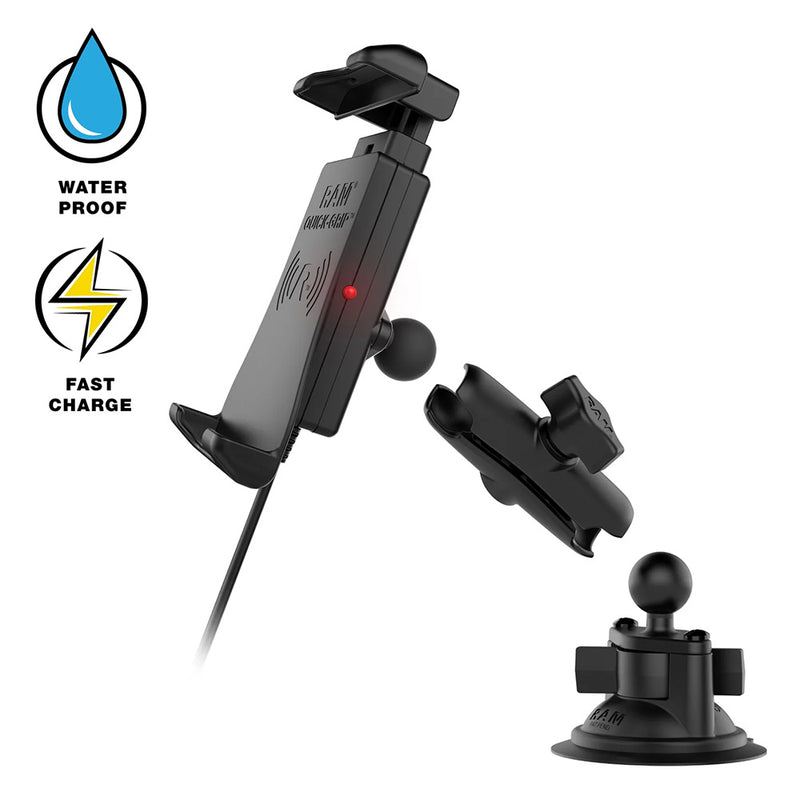Load image into Gallery viewer, RAM Mount Quick-Grip 15W Waterproof Wireless Charging Suction Cup Mount [RAM-B-166-UN14W-1]
