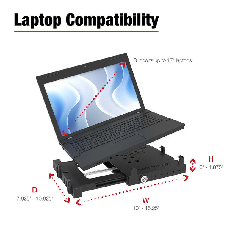 Load image into Gallery viewer, RAM Mount RAM Tough-Tray III Spring-Loaded Laptop Tray [RAM-234-7]
