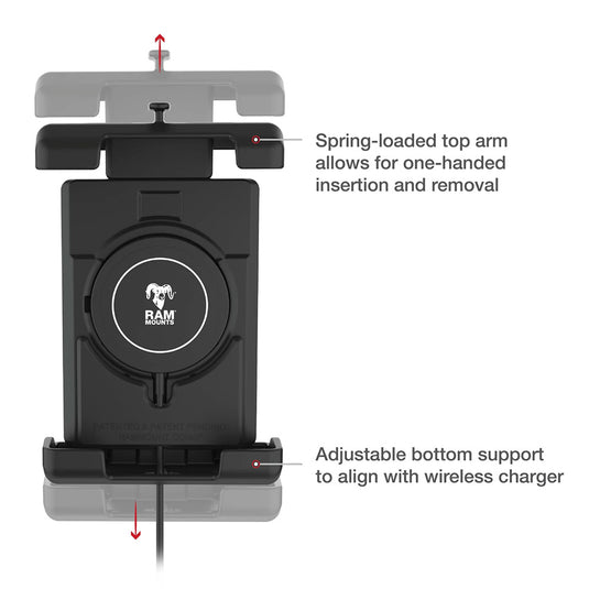 Ram Mount RAM Quick-Grip Pro XL w/Ball  Qi2 15W Wireless Charger [RAM-HOL-PD7B-W2MU]