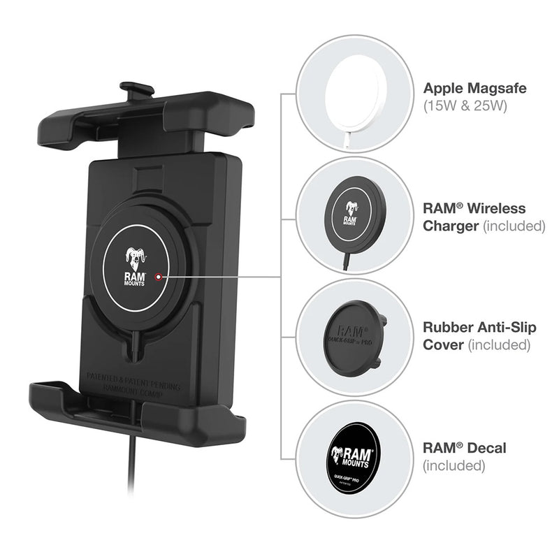 Load image into Gallery viewer, Ram Mount RAM Quick-Grip Pro XL w/Ball  Qi2 15W Wireless Charger [RAM-HOL-PD7B-W2MU]
