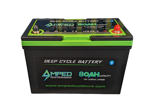 16V 80Ah LiFePO4 Battery - Bluetooth - IP67 Waterproof - On board Charger Included! IN STOCK