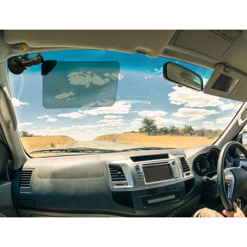 Load image into Gallery viewer, RAM Mount Suction Cup Mount w/Dark Green Sun Visor - 50% Tint [RAM-B-166-326-VIS-G1U]
