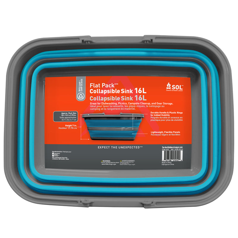 Load image into Gallery viewer, S.O.L. Survive Outdoors Longer Flat Pack Sink - 16L [0140-1012]
