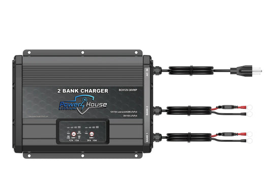 2-BANK WATERPROOF BATTERY CHARGER 12V-36V