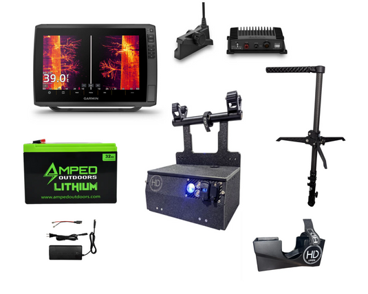 BITCO Garmin EchoMap 126 Ultra 2 Livescope Plus Amped Battery HD Shuttle & Pole Bundle