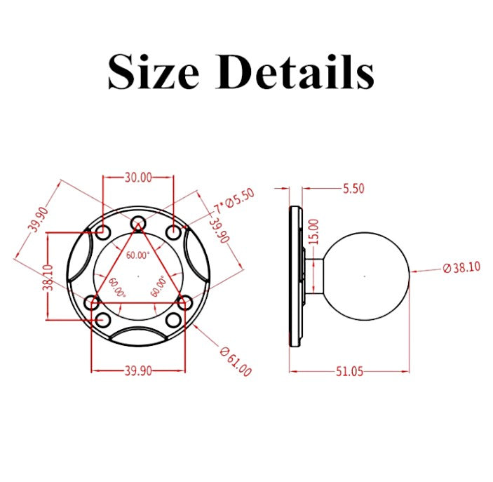 Load image into Gallery viewer, HDI UMS 1.5" BALL ROUND BASE (HDUMS-BRB)
