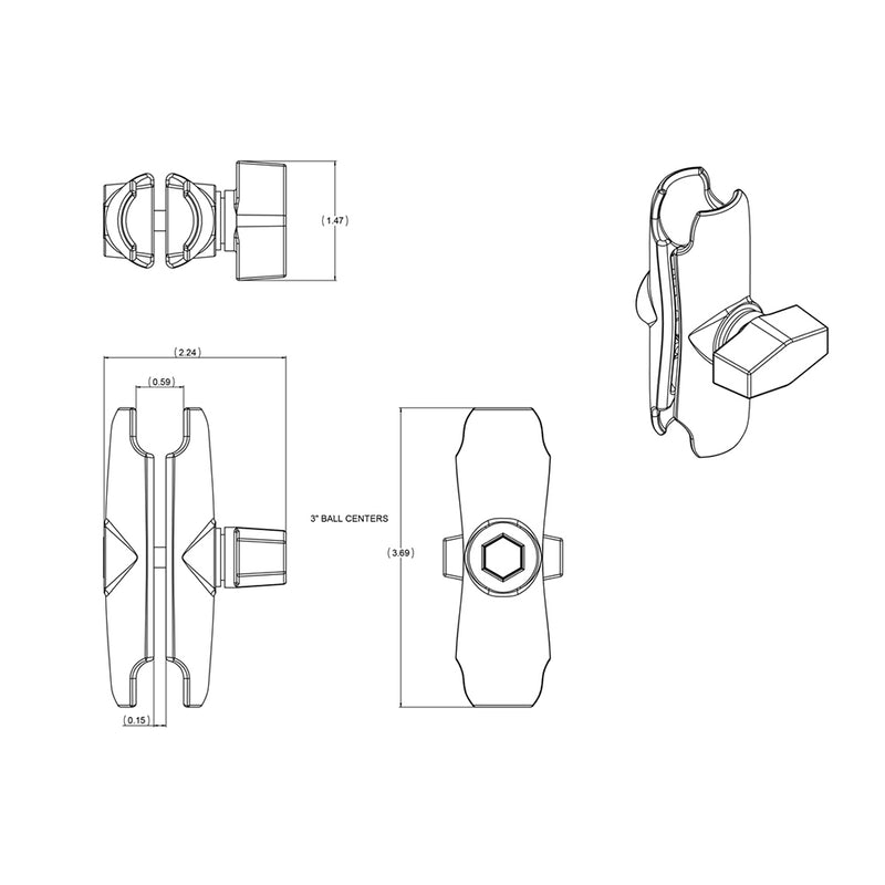 Load image into Gallery viewer, RAM Mount Double Socket Arm f/1&quot; Ball [RAM-B-201U]
