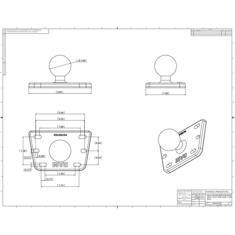Load image into Gallery viewer, RAM Mount Motorcycle Brake/Clutch Cover w/1&quot; Ball [RAM-B-345U]
