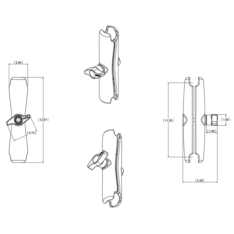 Load image into Gallery viewer, RAM Mount Long Double Socket Arm f/2.25&quot; Ball Bases [RAM-D-201U-E]
