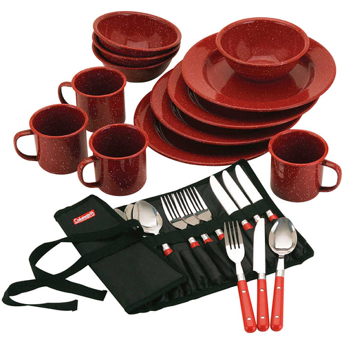 Coleman 24-Piece Speckled Enamelware Cook Set - Red [2000016407]