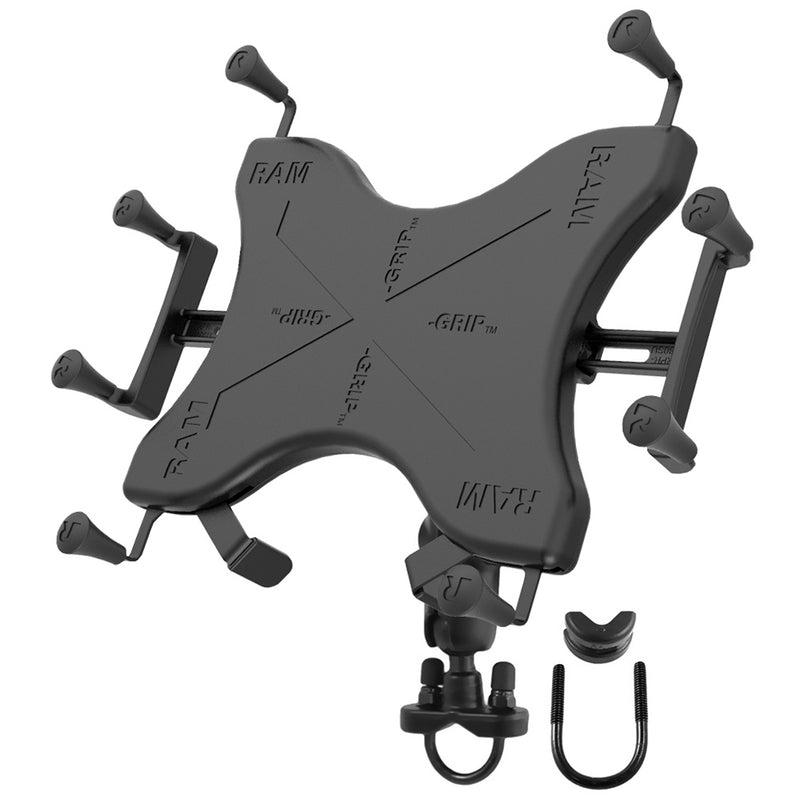 Load image into Gallery viewer, RAM Mount Handlebar Rail Mount w/Zinc Coated U-Bolt Base  Universal X-Grip Cradle for 10&quot; Large Tablets [RAM-B-149Z-UN9U]
