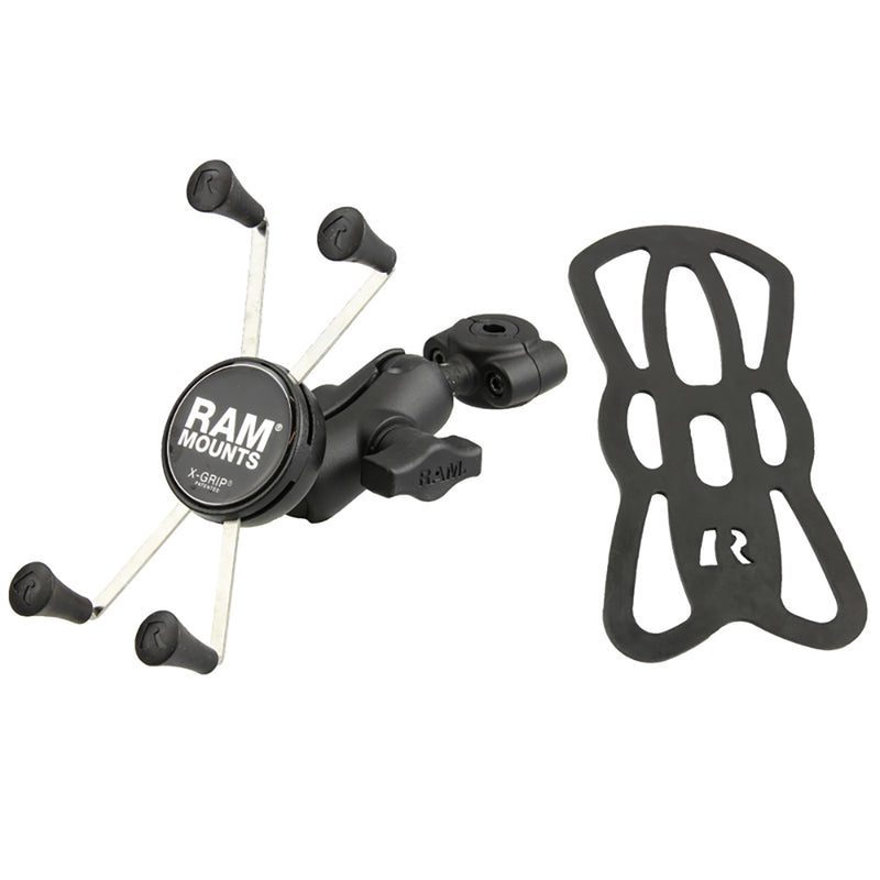 Load image into Gallery viewer, RAM Mount RAM Torque 3/8&quot; - 5/8&quot; Diameter Mini Rail Base with 1&quot; Ball, Short Arm and X-Grip for Larger Phones [RAM-B-408-37-62-A-UN10]
