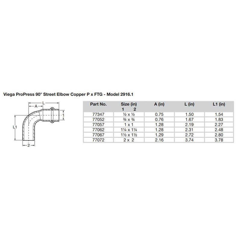 Load image into Gallery viewer, Viega Propress 1/2&quot; - 90 Copper Elbow - Street/Press Connection - Smart Connect Technology [77347]
