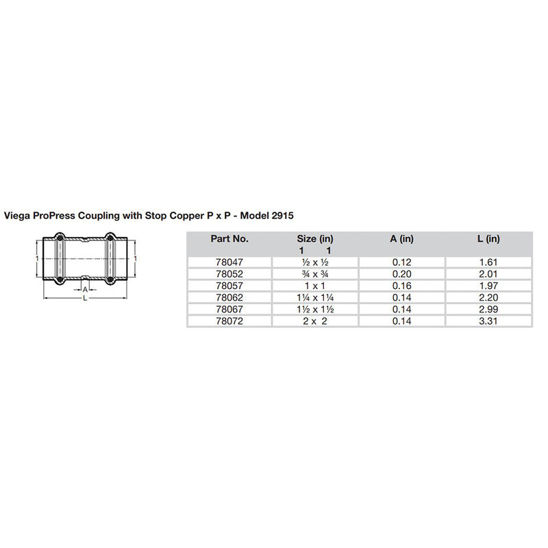 Load image into Gallery viewer, ProPress 1-1/2&quot; Copper Coupling w/Stop - Double Press Connection - Smart Connect Technology [78067]
