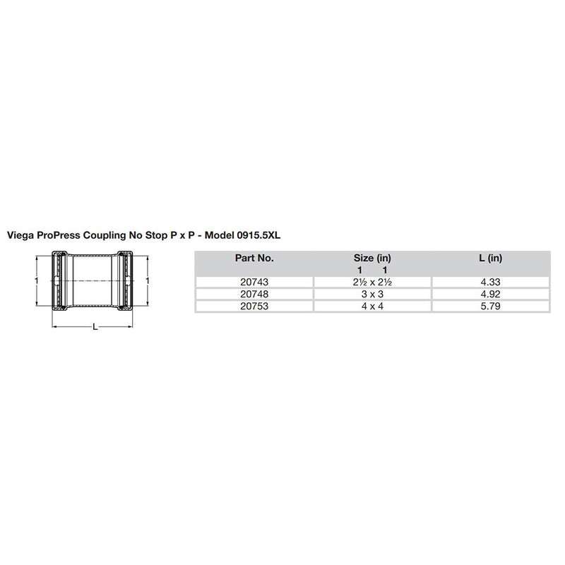 Load image into Gallery viewer, Viega ProPress 2-1/2&quot; Copper Coupling w/o Stop - Double Press Connection - Smart Connect Technology [20743]
