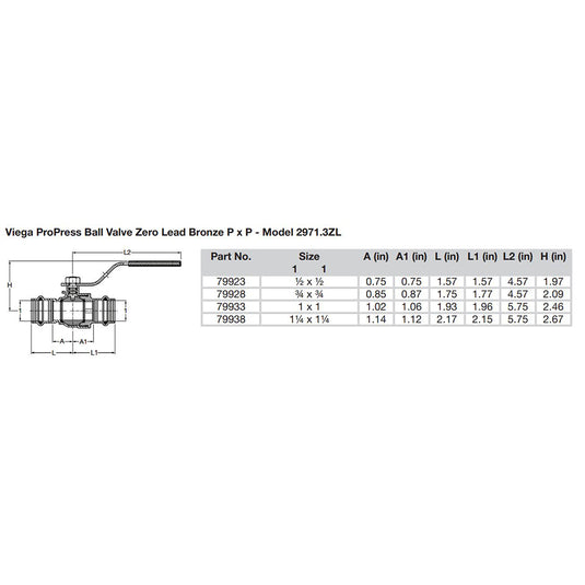 Viega ProPress 1-1/4" Zero Lead Bronze Ball Valve w/Stainless Stem - Double Press Connection - Smart Connect Technology [79938]