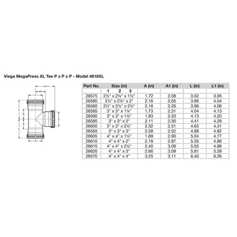 Load image into Gallery viewer, Viega MegaPress 3&quot; Carbon Steel Tee w/FKM - Triple Press Connection - Smart Connect Technology [26565]
