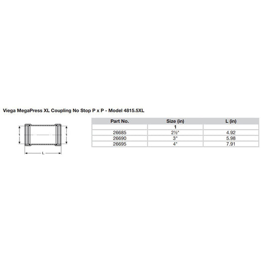 Viega MegaPress 2-1/2" Carbon Steel Coupling w/o Stop w/FMK - Double Press Connection - Smart Connect Technology [26685]