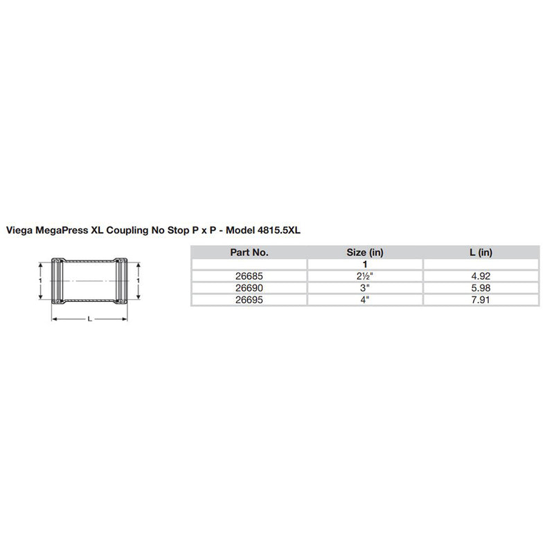 Load image into Gallery viewer, Viega MegaPress 3&quot; Carbon Steel Coupling w/o Stop w/FMK - Double Press Connection - Smart Connect Technology [26690]
