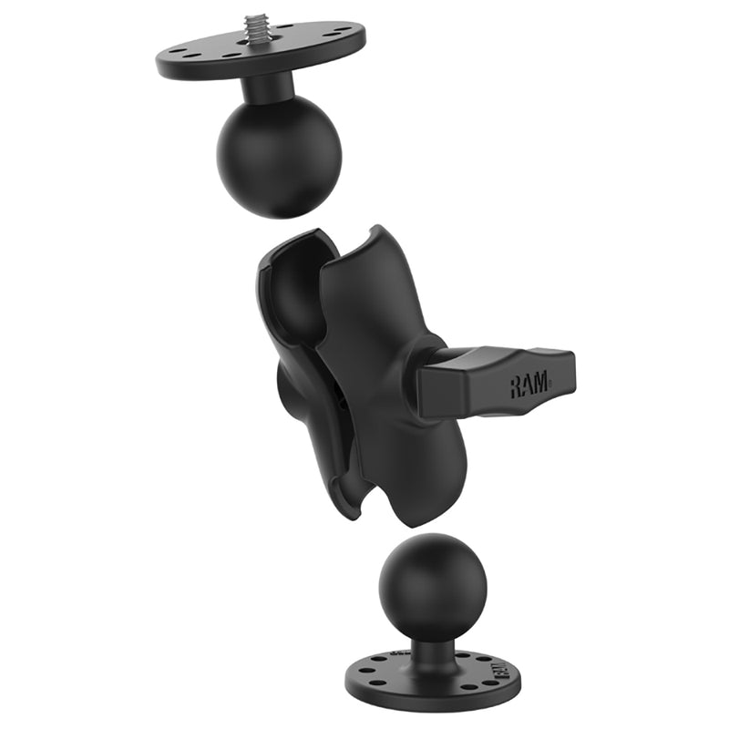 Load image into Gallery viewer, RAM Mount RAM Double Ball Mount w/1/4&quot;-20 Male Thread - Short Arm [RAM-101AU-B]
