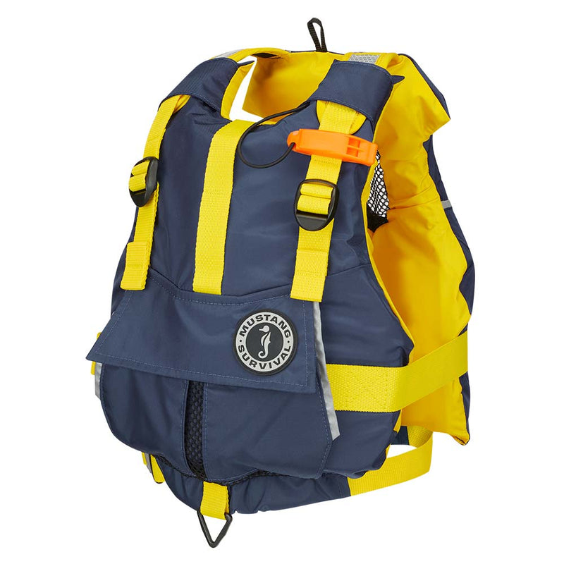 Load image into Gallery viewer, Mustang Youth Bobby Foam Vest - Yellow/Navy [MV2500-5-0-216]
